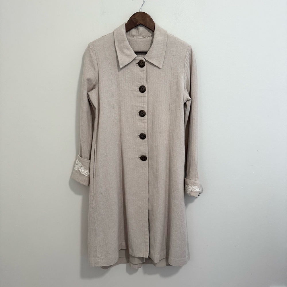 Soft Surroundings Cream Embroidered Coat